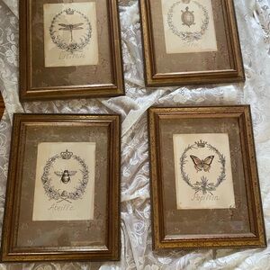 Vintage Insect-Themed Framed Art Set